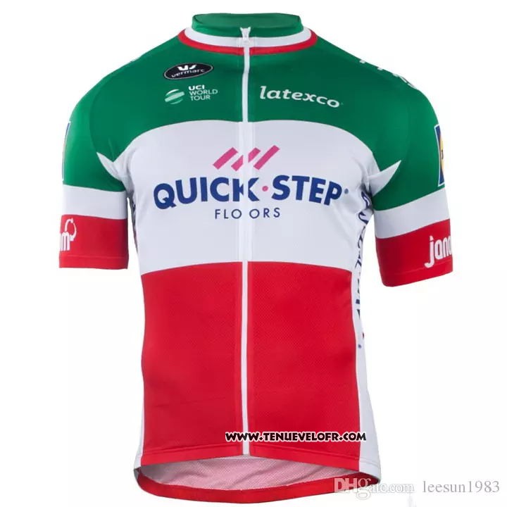 2018 2019 Maillot Ciclismo Quick Step Floors Champion Italie Manches Courtes et Cuissard
